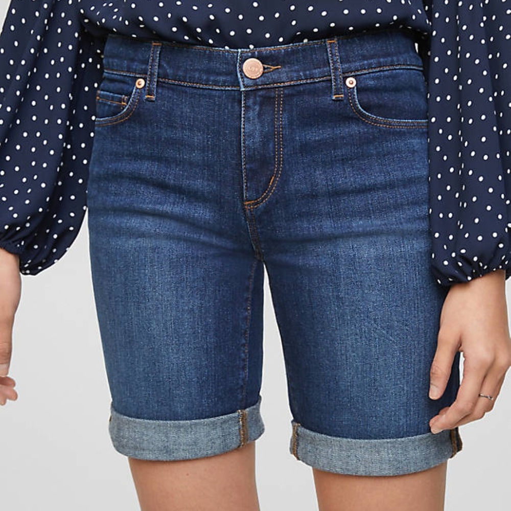 NWT LOFT DENIM BERMUDA SHORTS DARK INDIGO